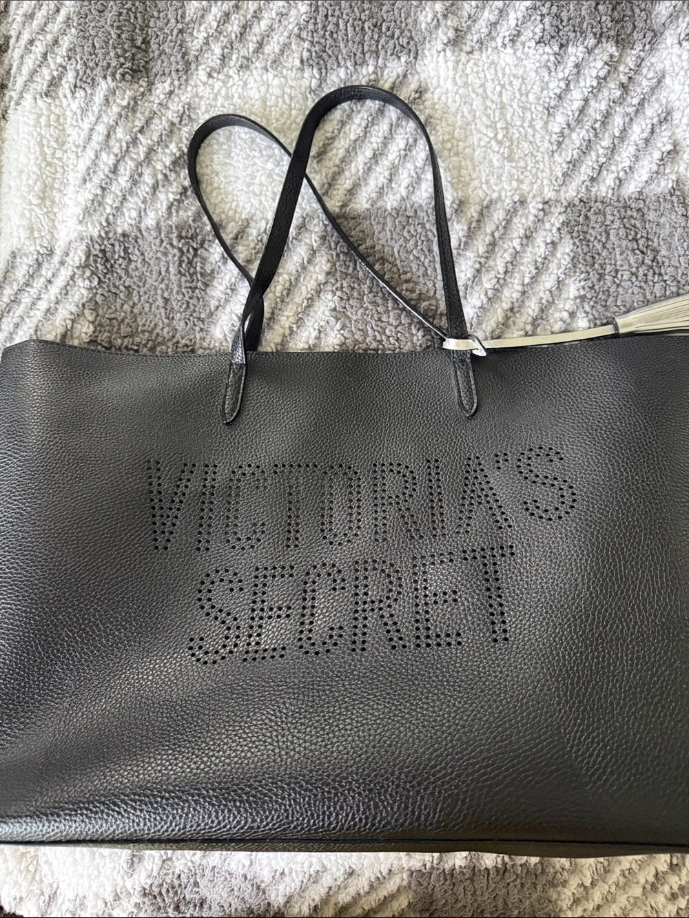 Victoria's Secret Black Perforated Logo Tote